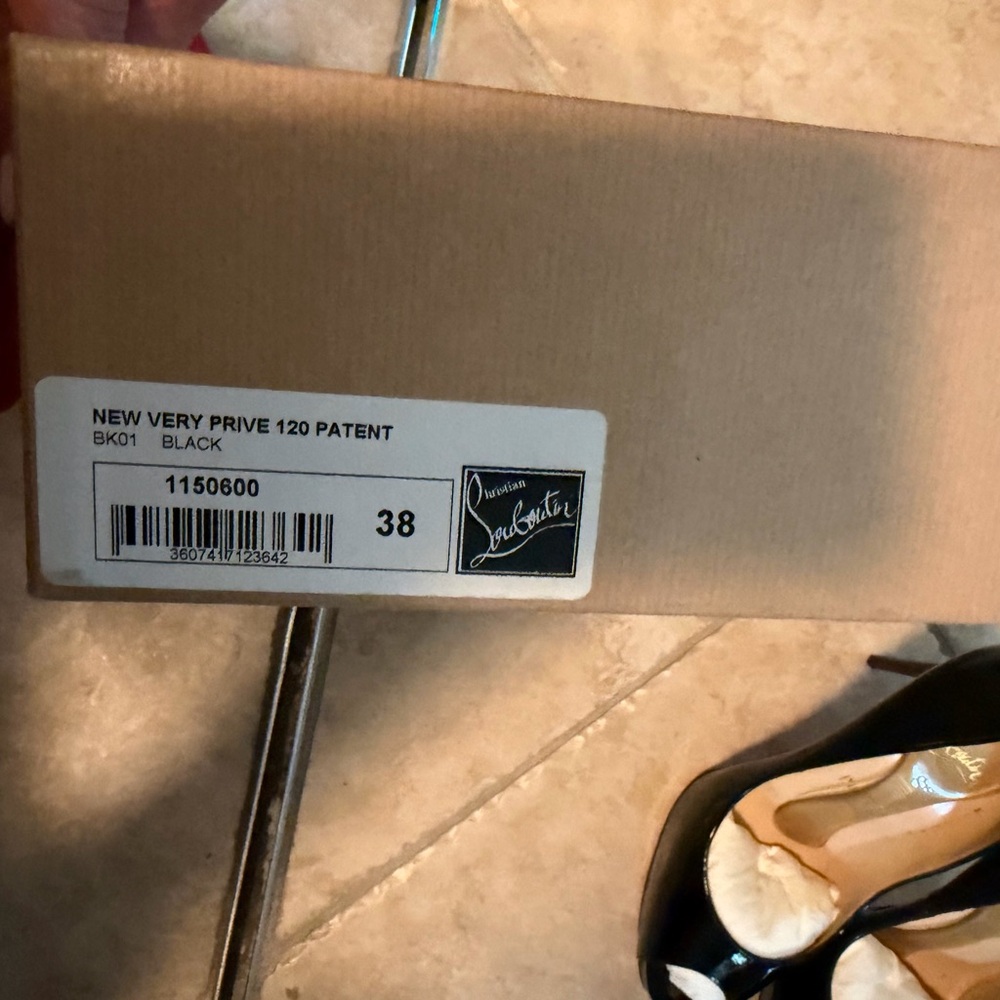 Christian Louboutin Black Patent Peep-Toe Pumps with Red Sole - Picture 3 of 4